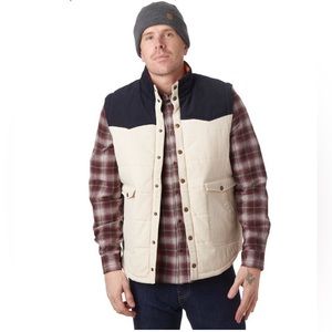 Stoic Mixed Media Vest Navy‎ & Cream Size Large